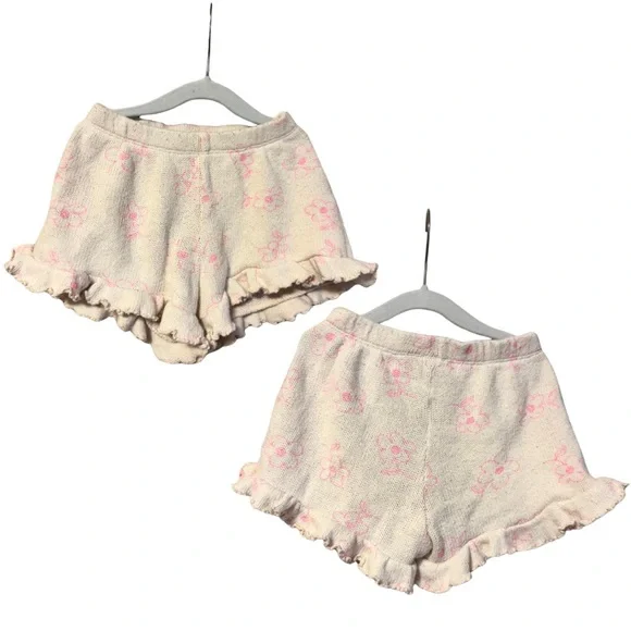 ZARA Girls 3β4Y Knit Floral Tank & Shorts Set Cream Pink Beach Lounge - Picture 4 of 5